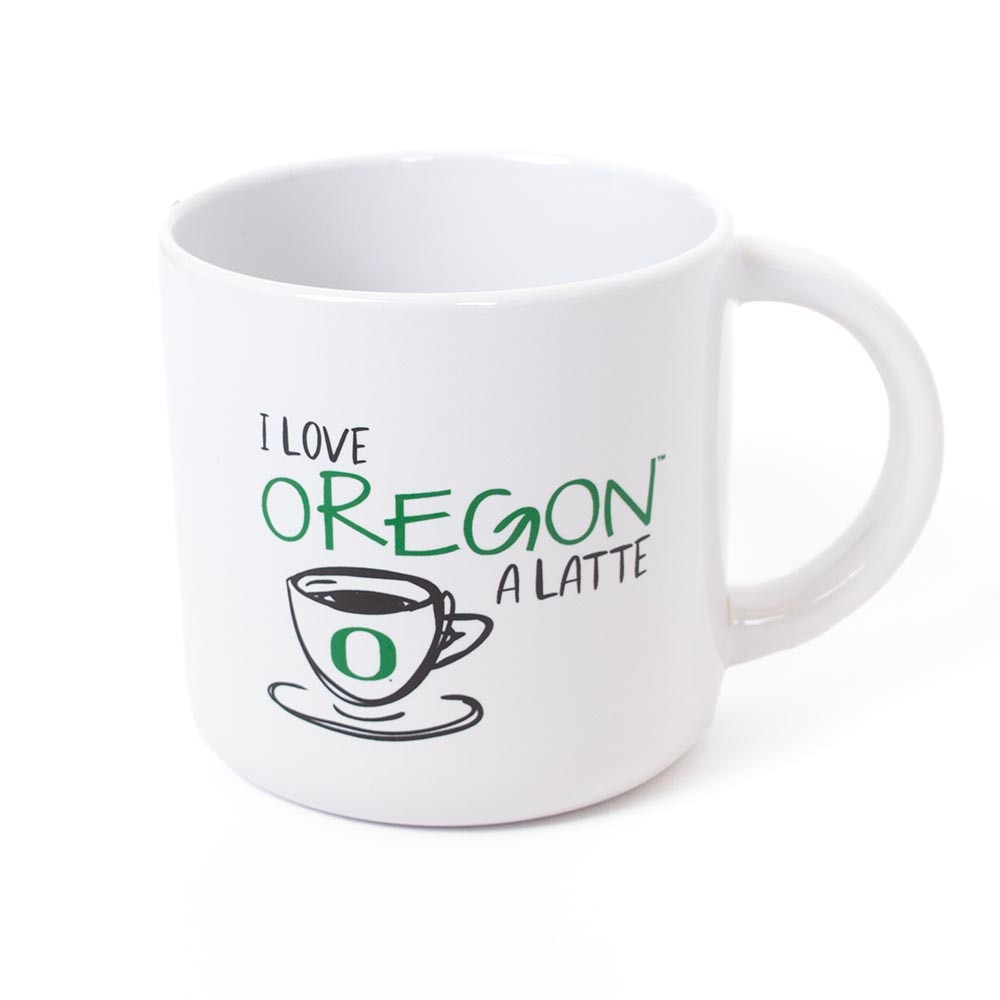 Classic Oregon O, Neil, White, Traditional Mugs, Ceramic, Home & Auto, 14 ounce, Cora, I Love Oregon A Latte, 960309